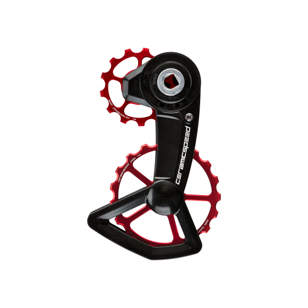 CeramicSpeed OSPW X SRAM AXS XPLR Oversized galinio perjungėjo kojelė su ratukais | Coated | Red