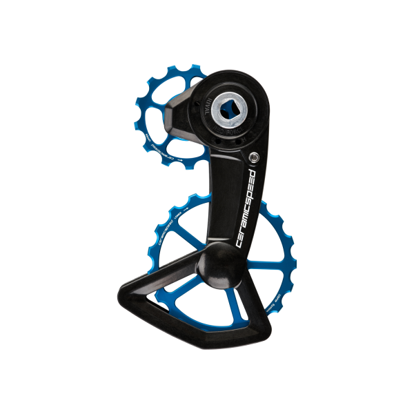 CeramicSpeed OSPW X SRAM AXS XPLR Oversized galinio perjungėjo kojelė su ratukais | Coated | Blue