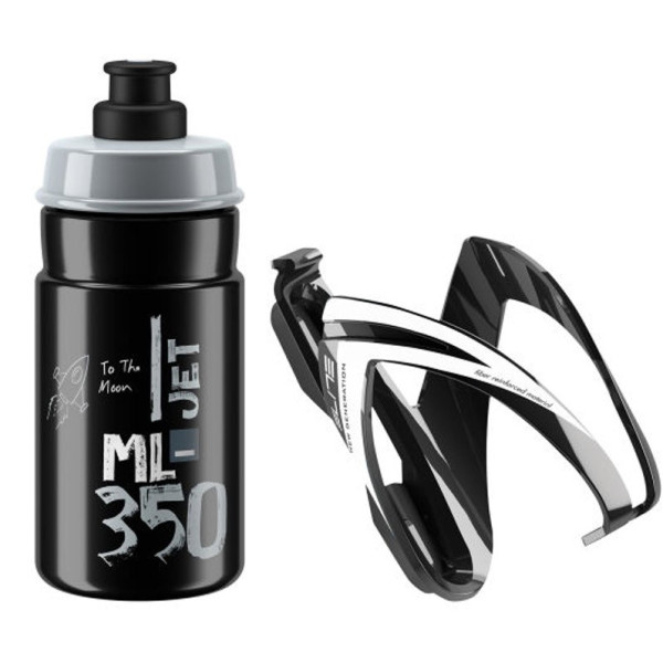 Elite Kit Ceo Bottle + Bottle Cage 350 ml | Black - White Graphic
