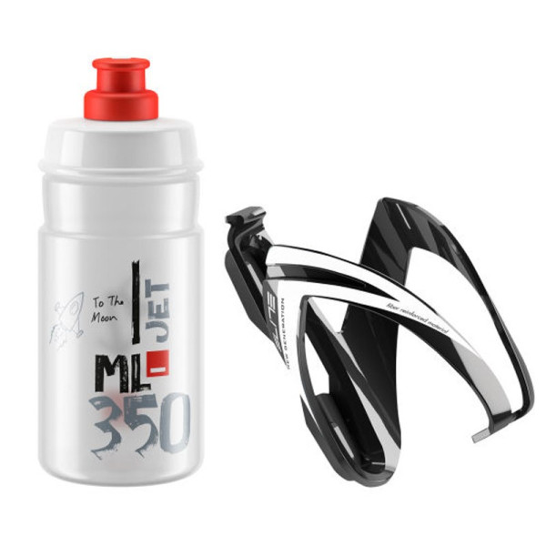 Elite Kit Ceo Bottle + Bottle Cage 350 ml | Clear - Red Graphic