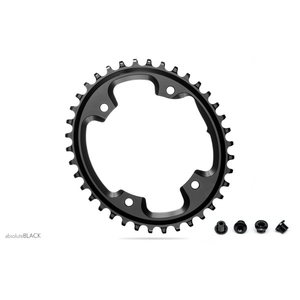 AbsoluteBlack CX 1X Oval 110 BCD 4 skylių dantratis / Black