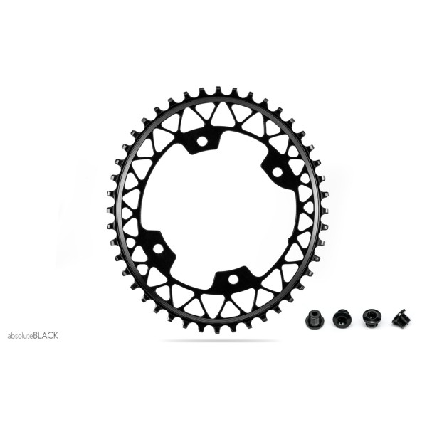 AbsoluteBlack Gravel 1X Oval 110 BCD 4 skylių dantratis / Black
