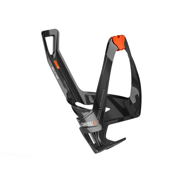 Elite Cannibal XC Bottle Cage | Glossy Black - Orange