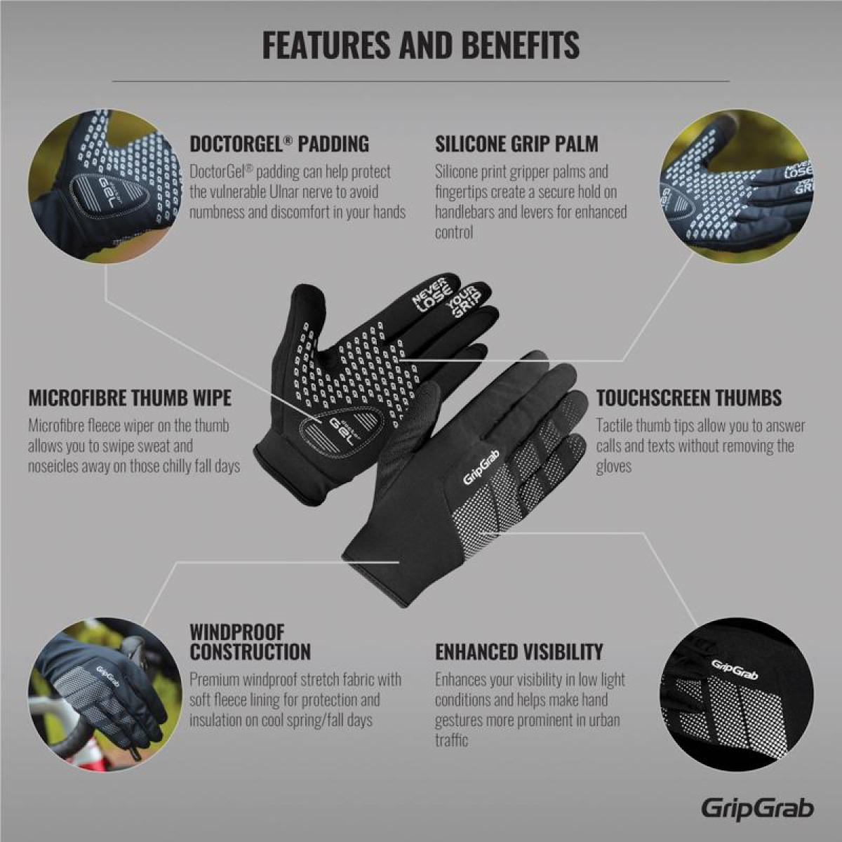 GripGrab Ride Windproof Spring-Autumn pirštinės | Black GripGrab Ride Windproof Spring-Autumn pirštinės | Black