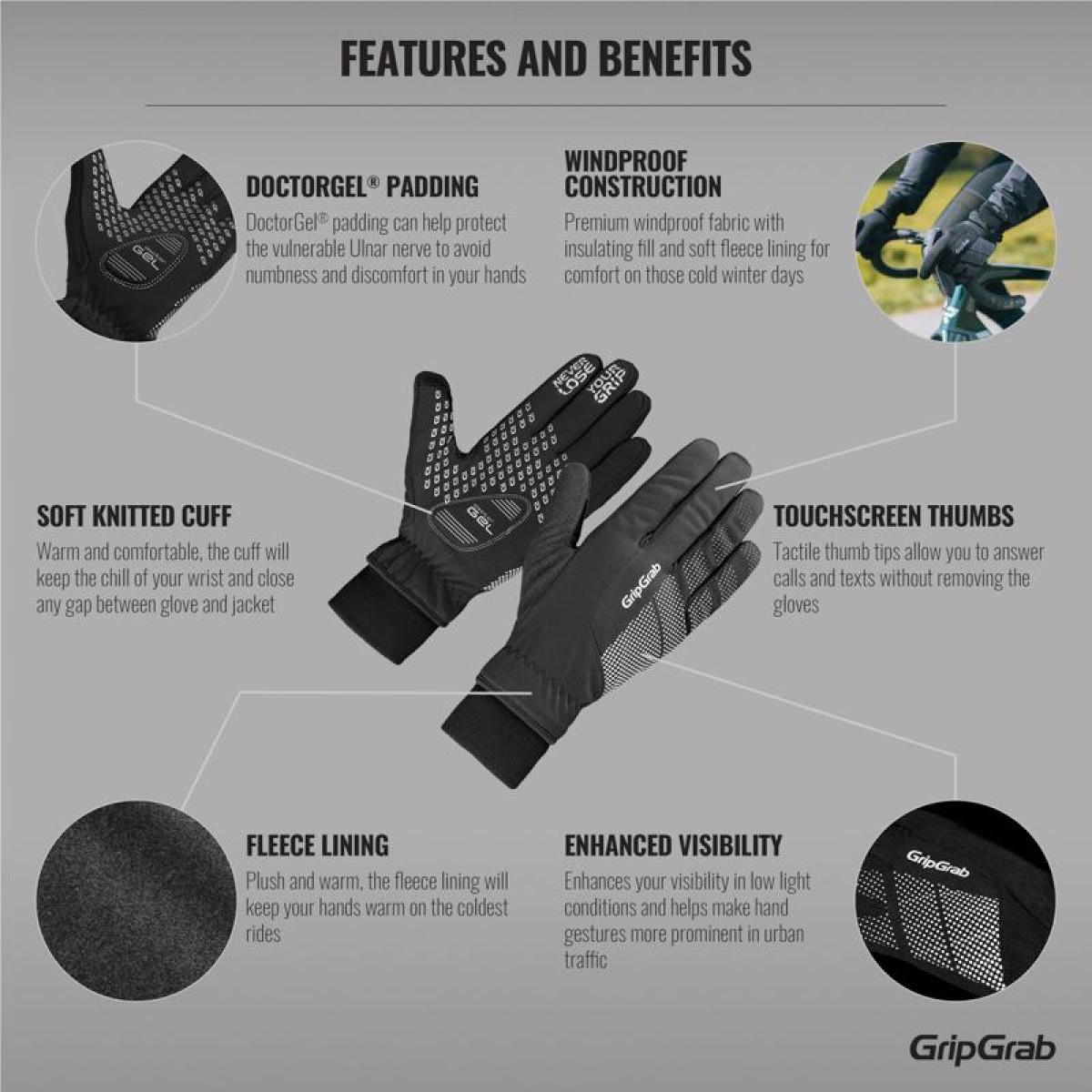 GripGrab Ride Windproof Winter Gloves | Black GripGrab Ride Windproof Winter Gloves | Black