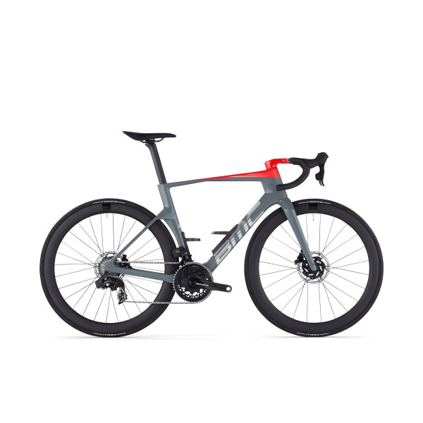BMC Teammachine R 01 Three plento dviratis | Iron Grey - Neon Red