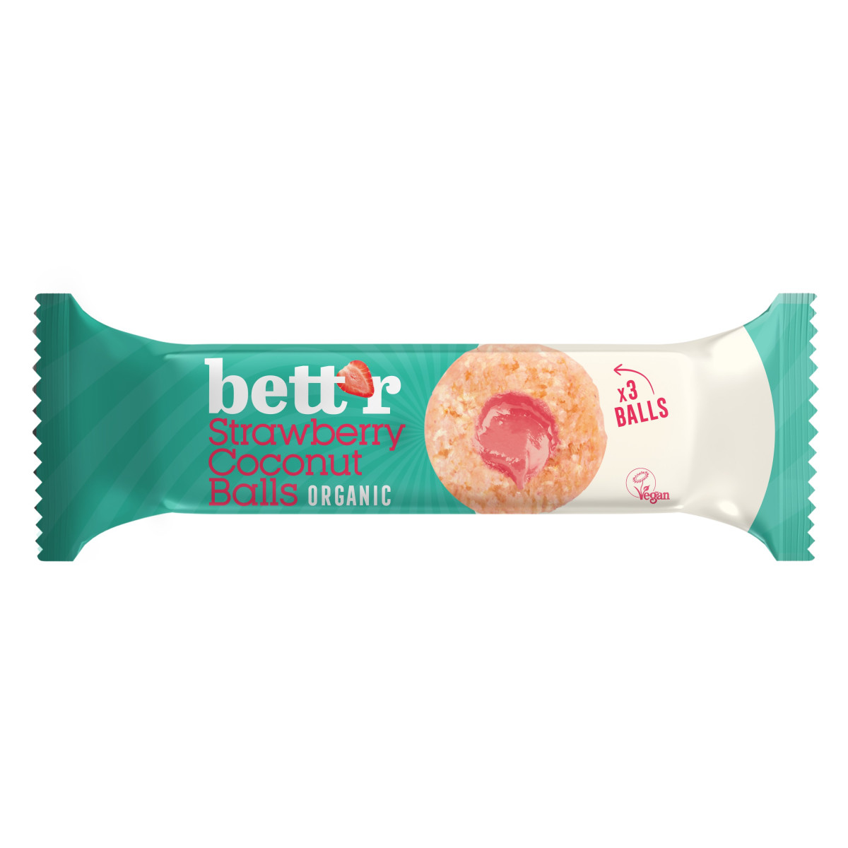 Bett'r vaisių rutuliukai | 45 g | Strawberry & Coconut