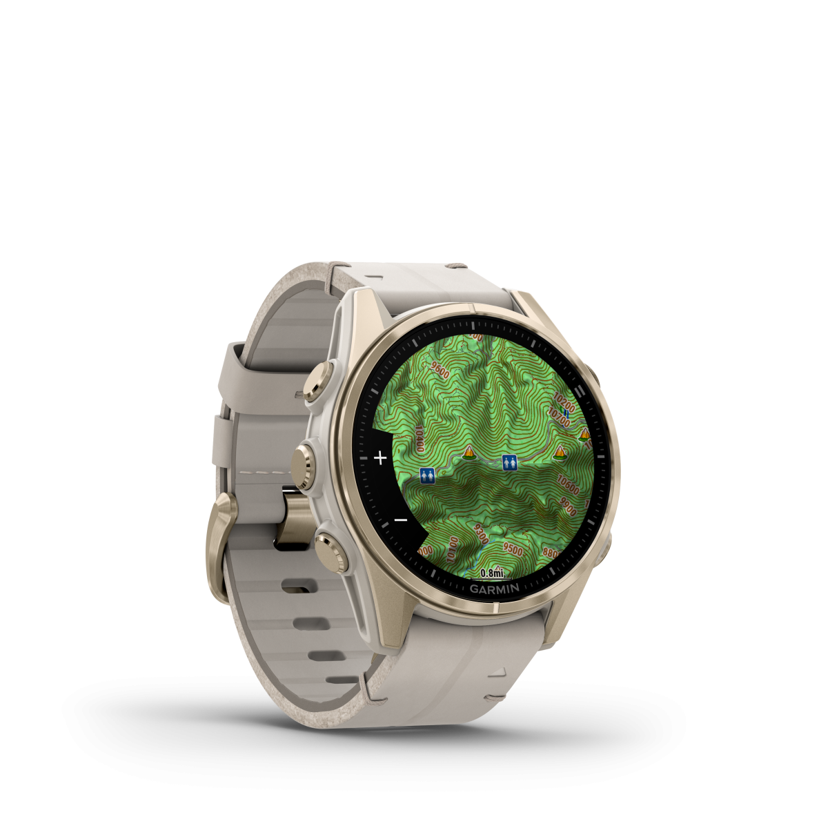 Garmin fēnix® 8 Amoled Titanium - Sapphire išmanusis laikrodis | 43 mm | Gold - Limestone Leather