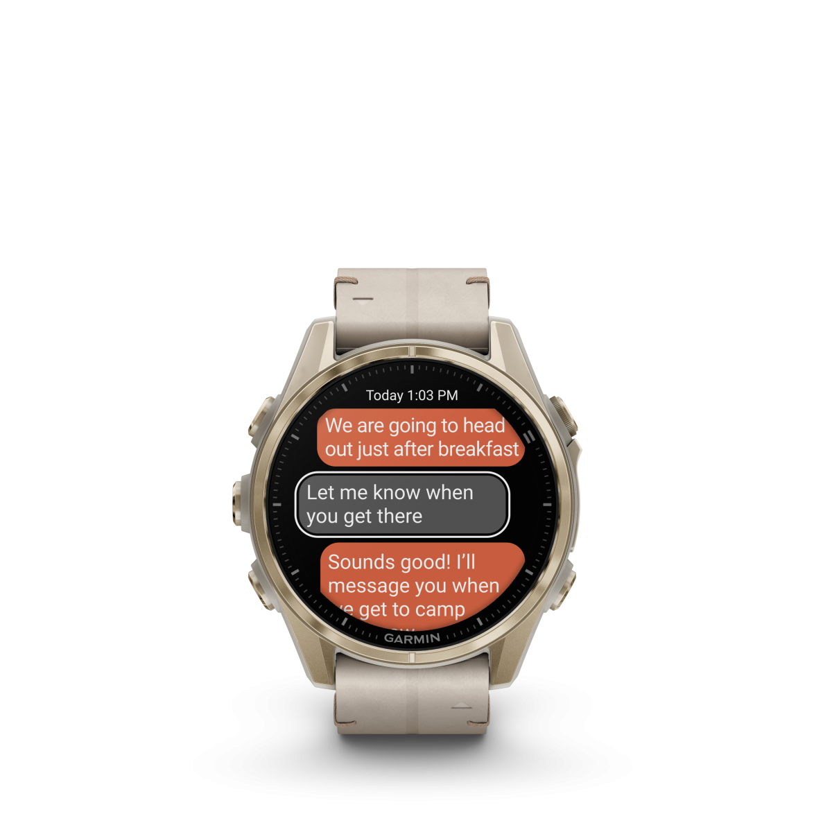 Garmin fēnix® 8 Amoled Titanium - Sapphire išmanusis laikrodis | 43 mm | Gold - Limestone Leather