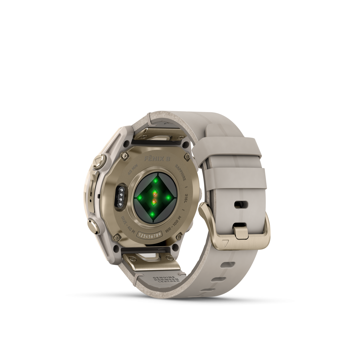 Garmin fēnix® 8 Amoled Titanium - Sapphire išmanusis laikrodis | 43 mm | Gold - Limestone Leather