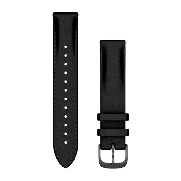 Garmin Quick Release 18 Leather Watch Band | Black - Brushed Slate