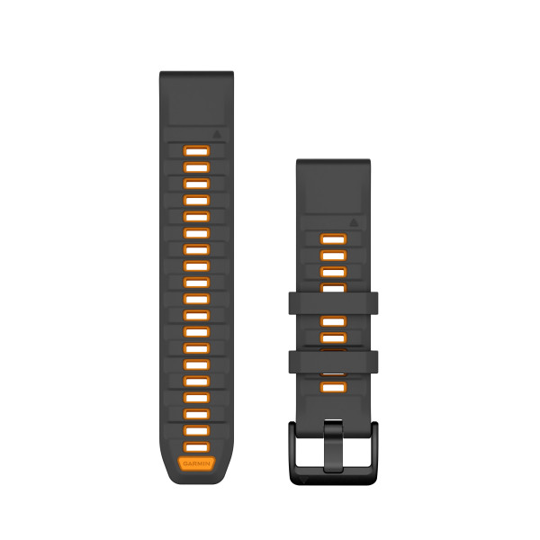 Garmin QuickFit® 22 silikoninė laikrodžio apyrankė | Graphite - Spark Orange