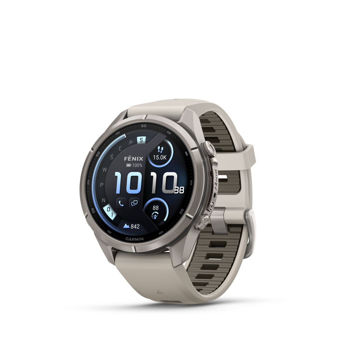 Garmin Garmin fēnix® 9 Pro inReach Titanium išmanusis laikrodis | 43 mm | Fog Grey - Dark Sandstone