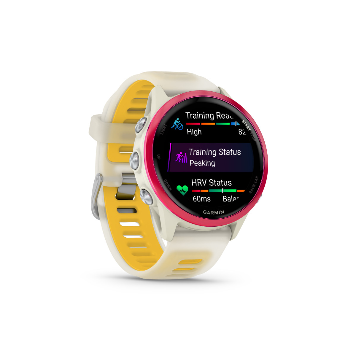 Garmin Forerunner® 570 Smart Watch | 42 mm | Raspberry Aluminium - Bone - Mango Band