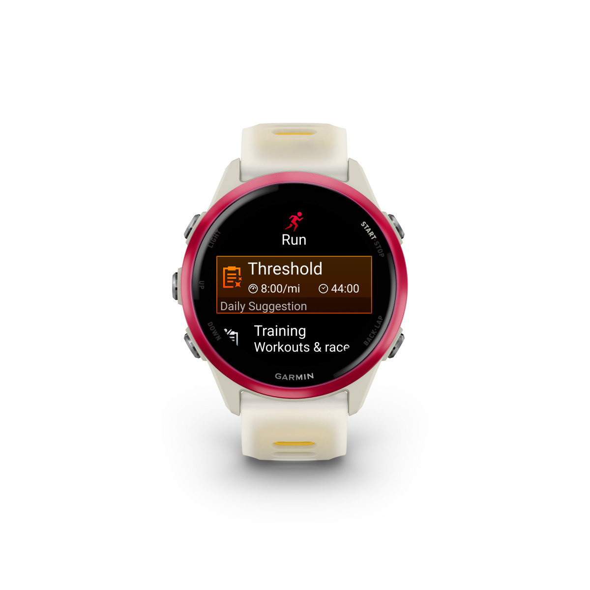 Garmin Forerunner® 570 Smart Watch | 42 mm | Raspberry Aluminium - Bone - Mango Band