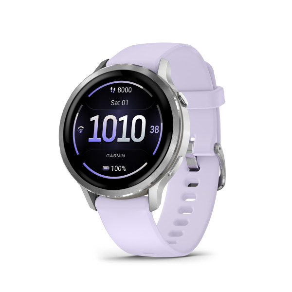 Garmin Venu® 4 Smart Watch | 41 mm | Silver - Periwinkle Silicone Band