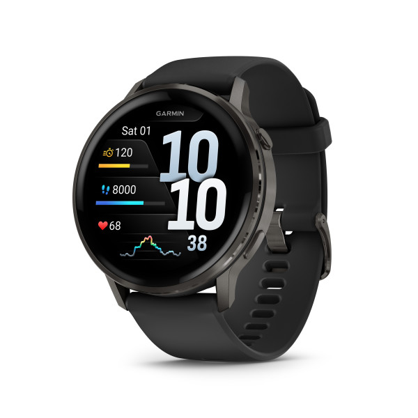 Garmin Venu® 4 Smart Watch | 45 mm | Slate - Black Silicone Band