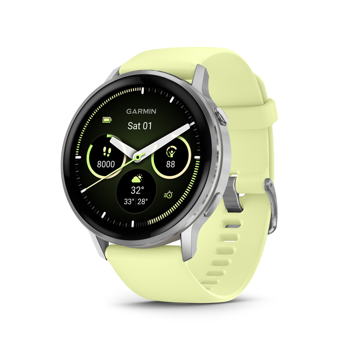 Garmin Venu® 4 Smart Watch | 45 mm | Silver - Citron Silicone Band