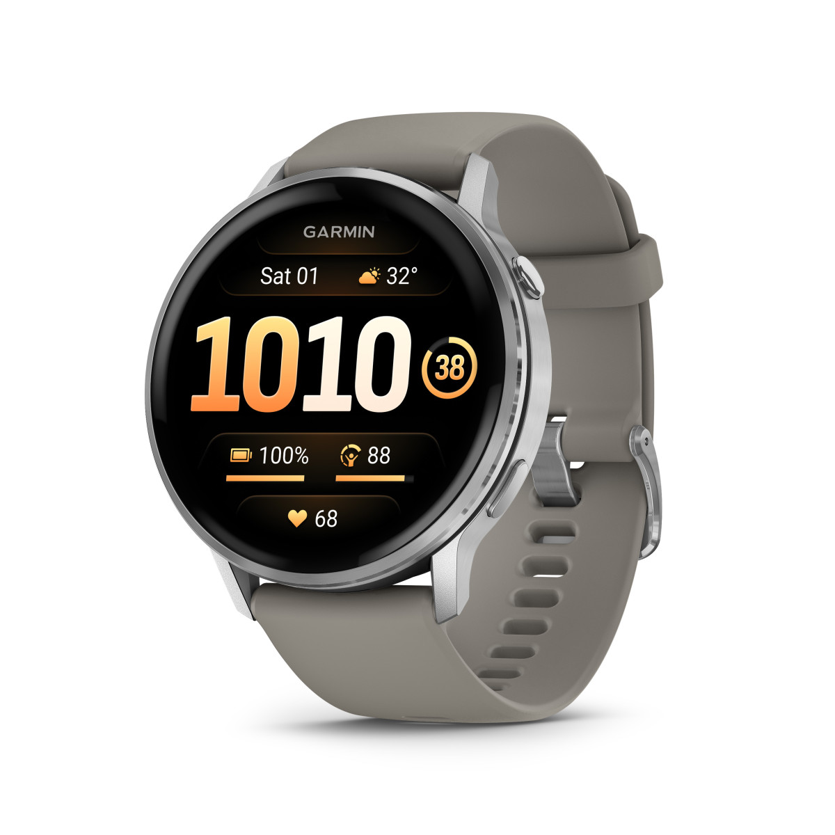 Garmin Venu® 4 Smart Watch | 45 mm | Silver - Silver Grey Silicone Band