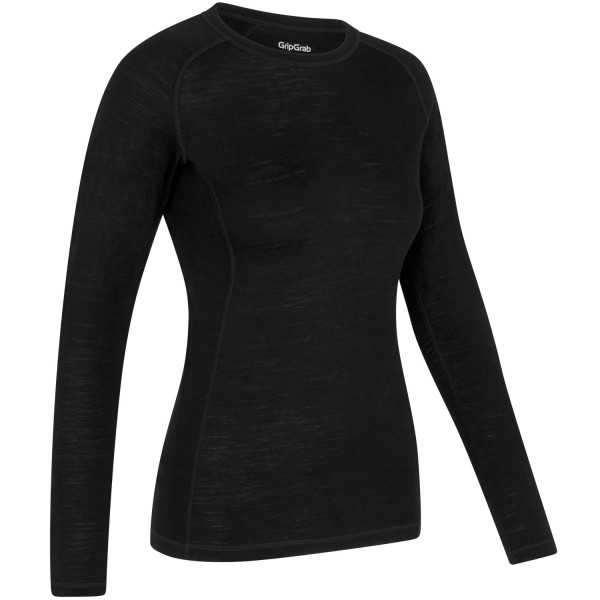 GripGrab Women's Merino Blend Long Sleeve BaseLayer | Black