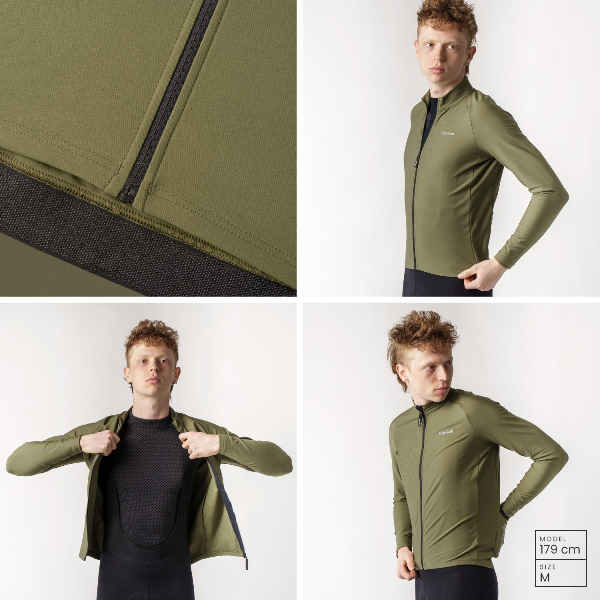 GripGrab ThermaPace Thermal vyriški marškinėliai / Olive Green