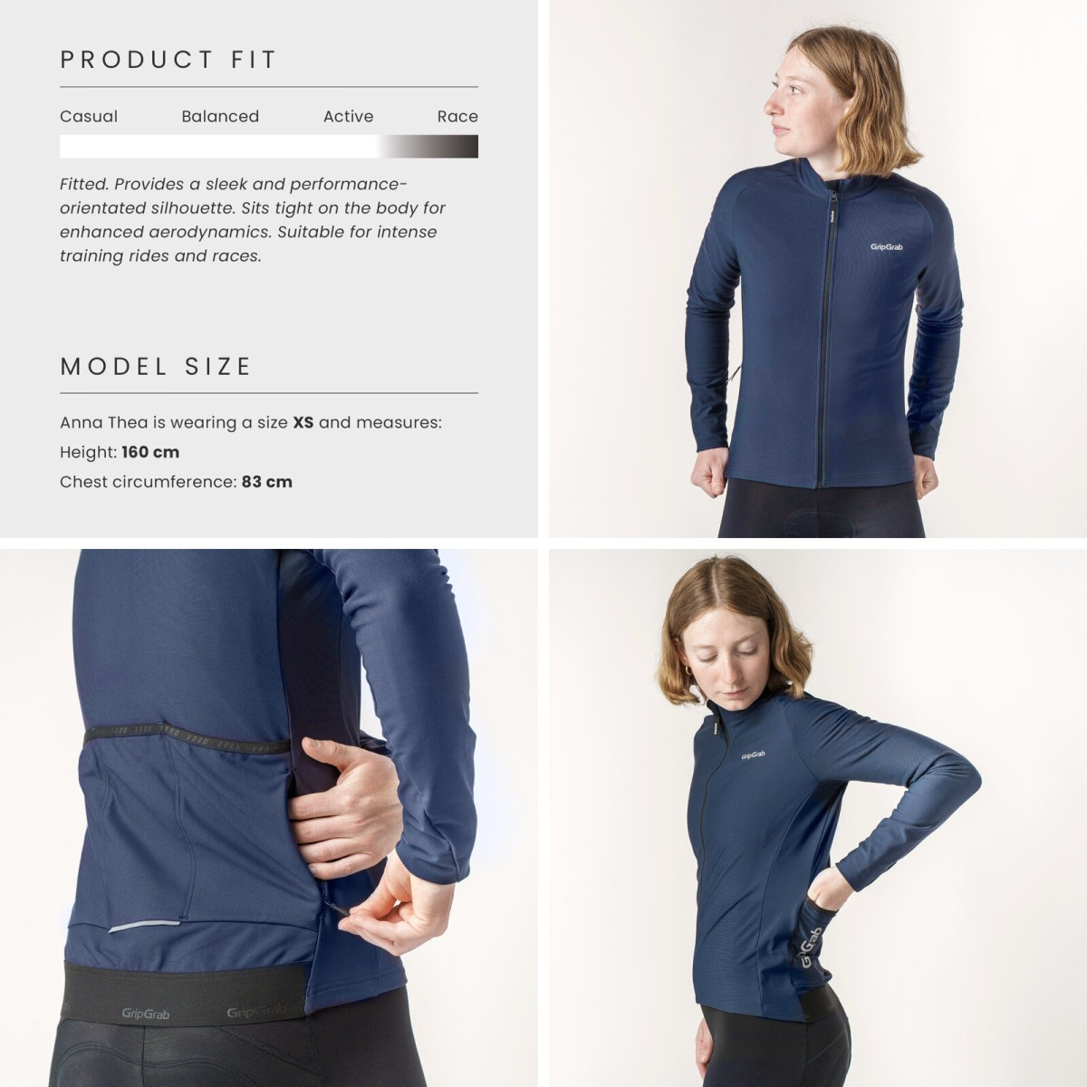 GripGrab PACR Thermal moteriški marškinėliai | Navy Blue