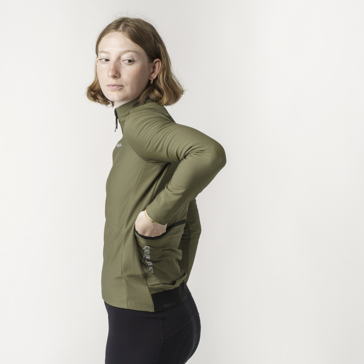 GripGrab PACR Thermal moteriški marškinėliai | Olive Green