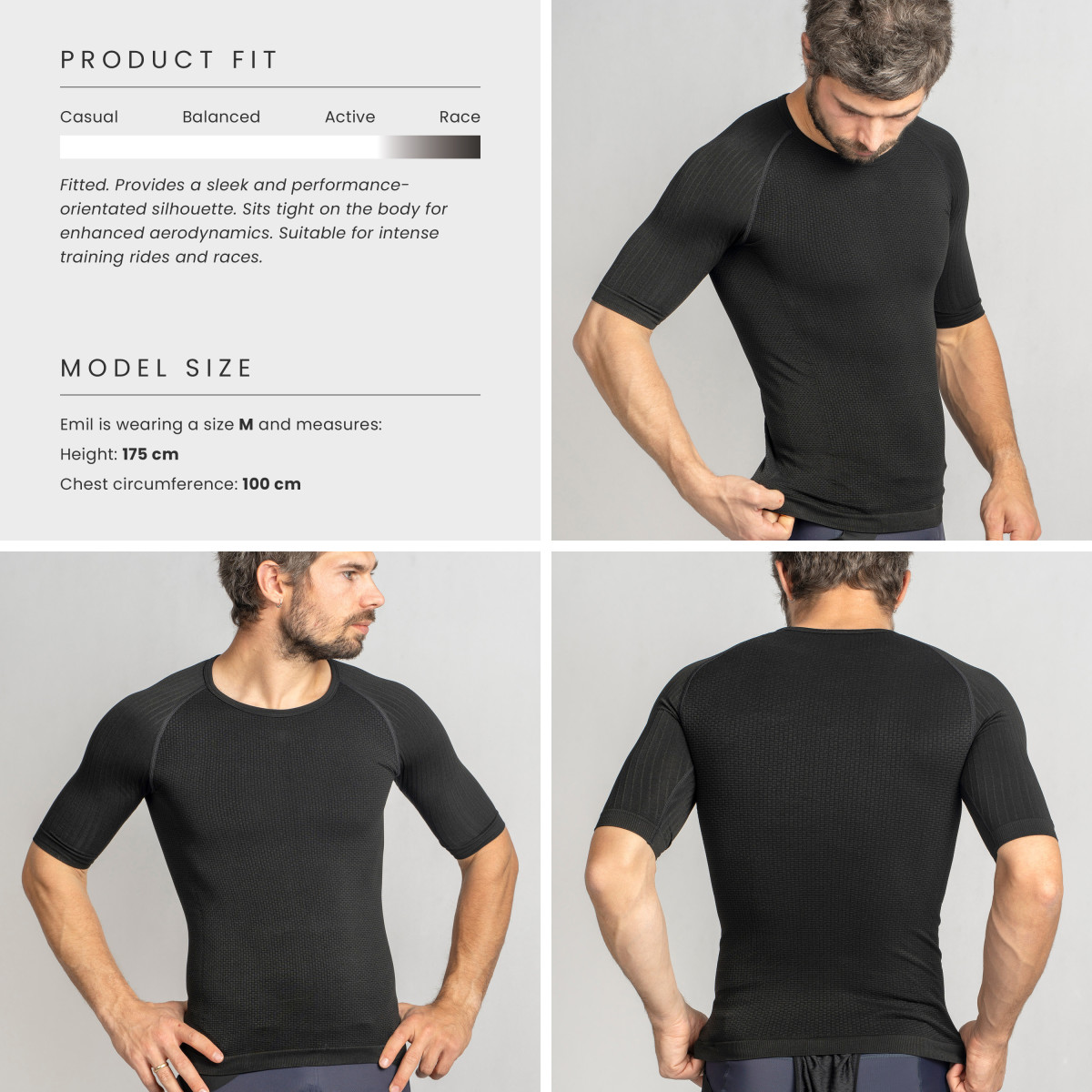 GripGrab PACR Spring-Autumn vyriški apatiniai marškinėliai | Black