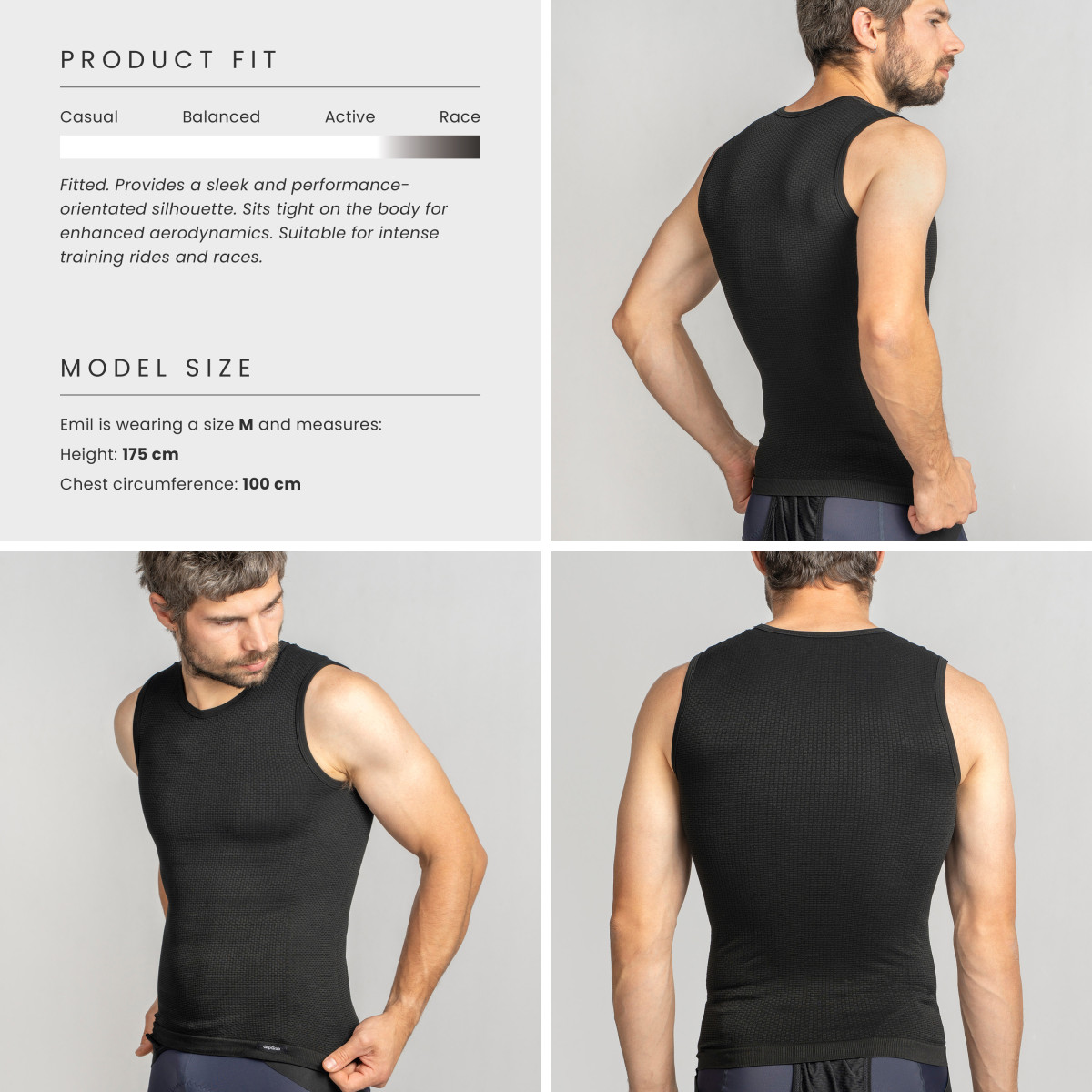 GripGrab PACR Spring-Autumn Sleeveless vyriški apatiniai marškinėliai | Black