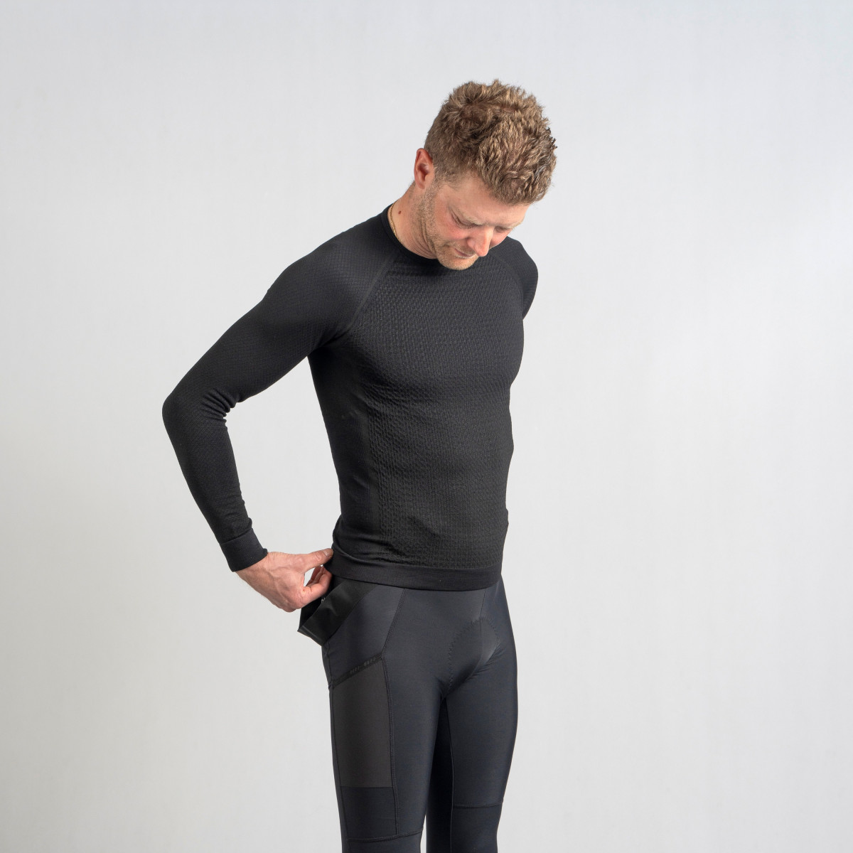 GripGrab PACR Winter Seamless vyriški termo marškinėliai | Black
