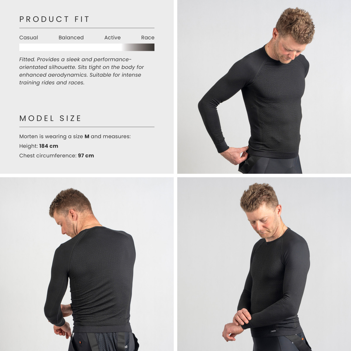 GripGrab PACR Winter Seamless vyriški termo marškinėliai | Black