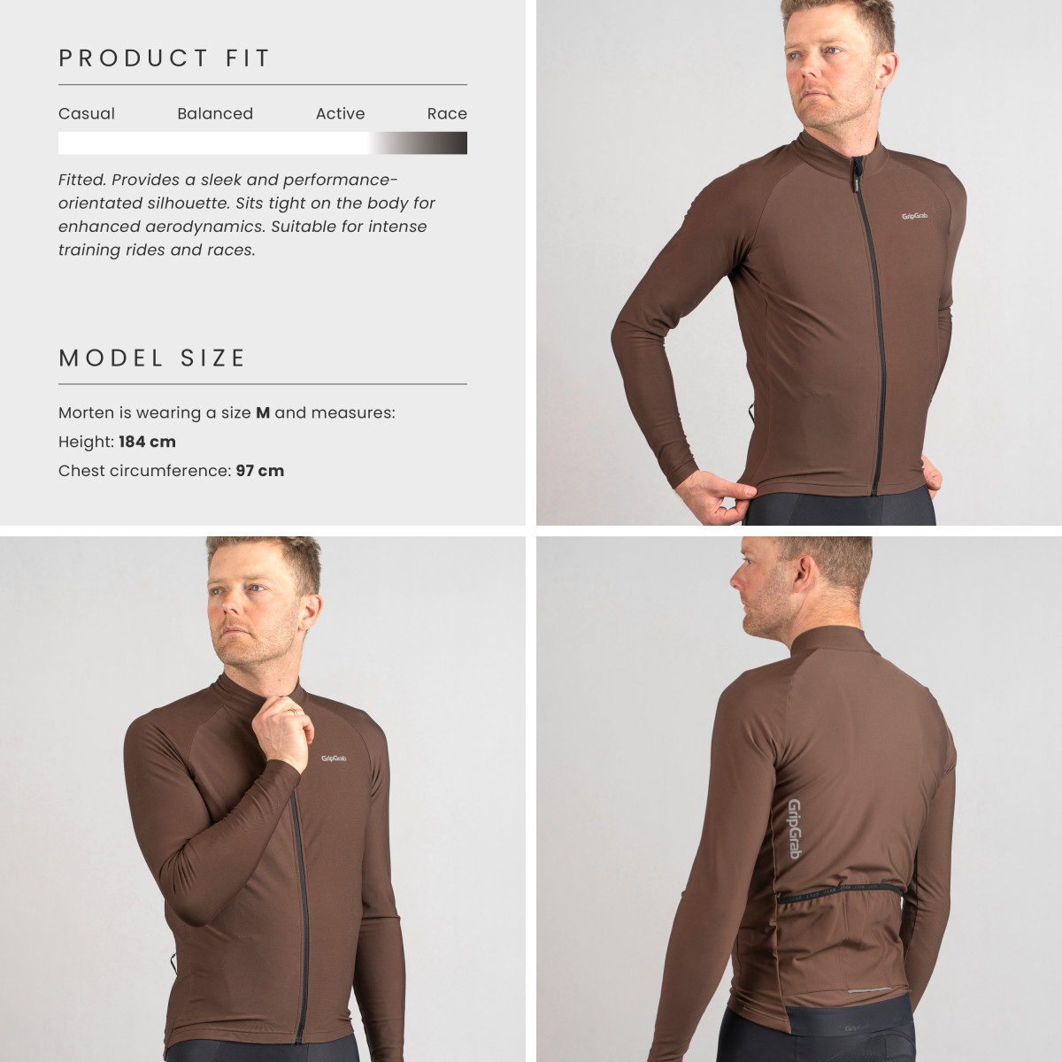 GripGrab PACR Thermal vyriški marškinėliai | Brown