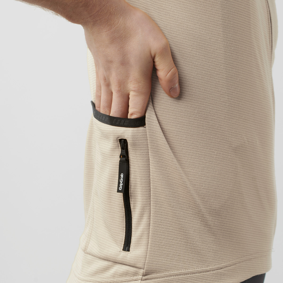 GripGrab EXPLR Merinotech vyriški marškinėliai | Beige