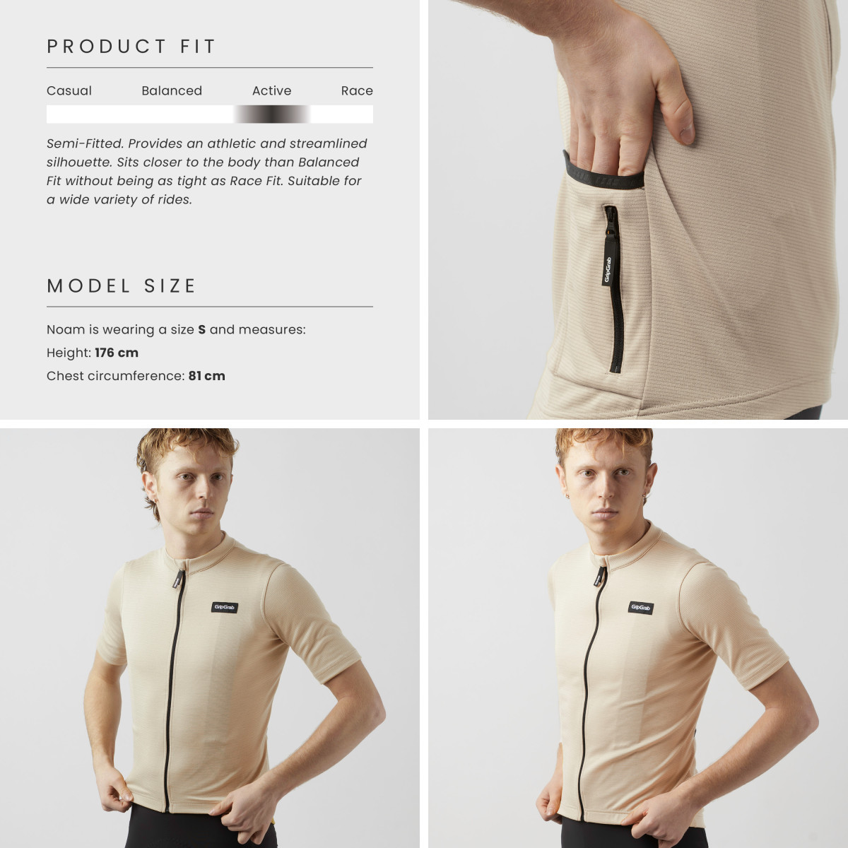 GripGrab EXPLR Merinotech vyriški marškinėliai | Beige