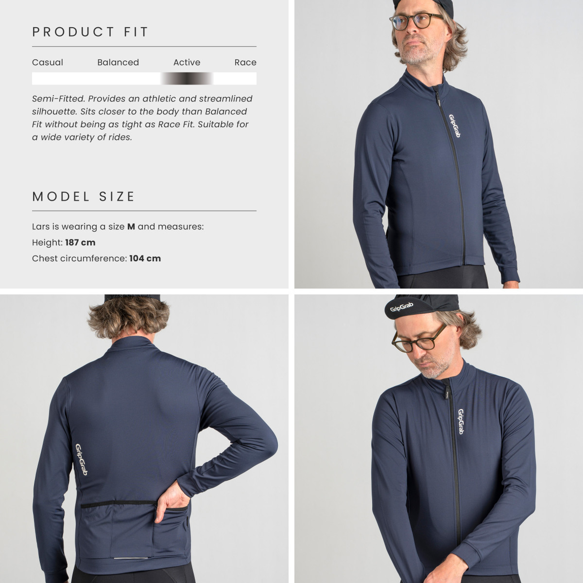 GripGrab RIDE Thermal vyriški marškinėliai | Navy Blue