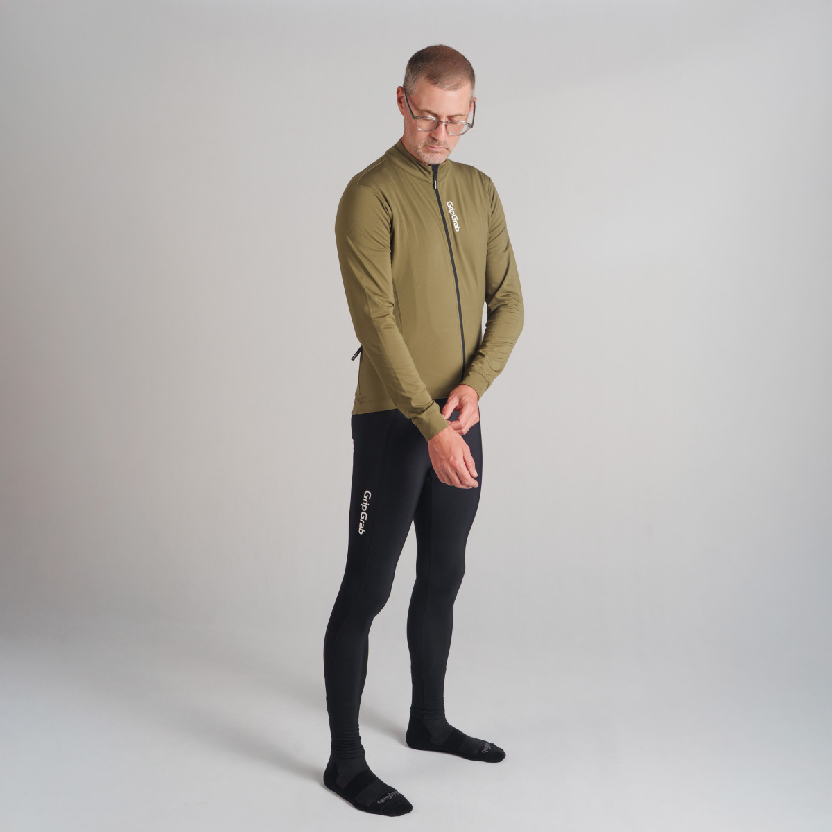 GripGrab Ride Thermal Men's Long Sleeve Jersey | Olive Green