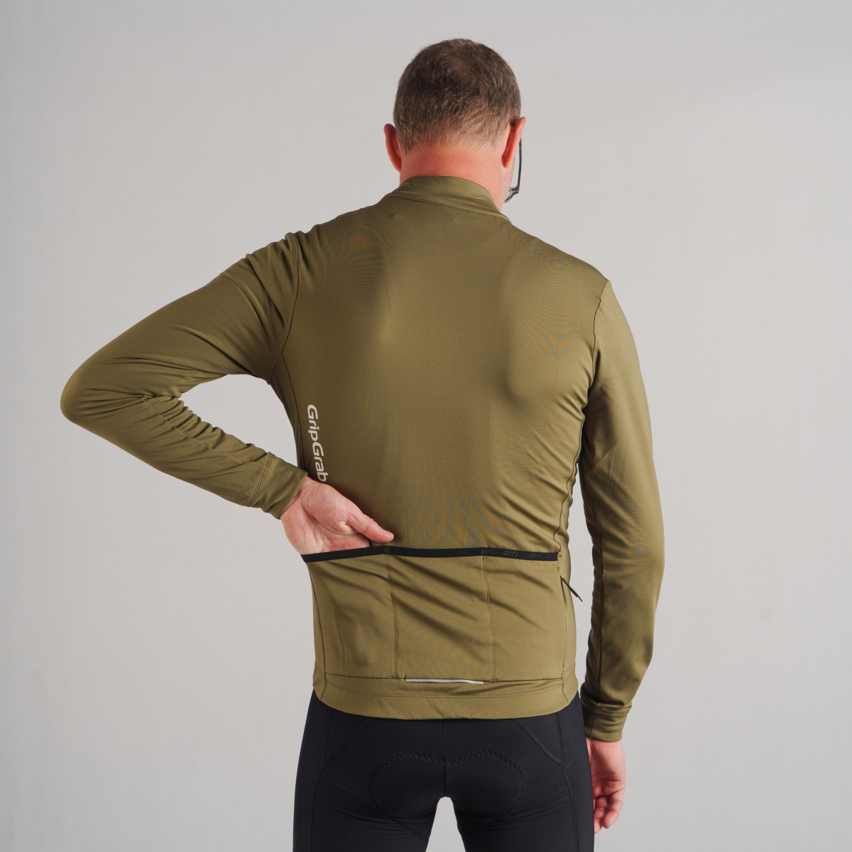 GripGrab Ride Thermal Men's Long Sleeve Jersey | Olive Green