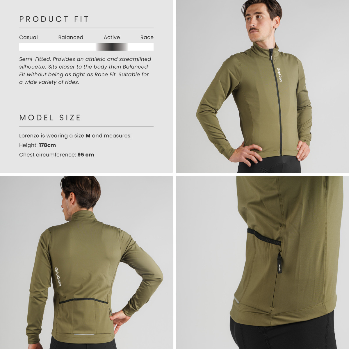GripGrab Ride Thermal Men's Long Sleeve Jersey | Olive Green
