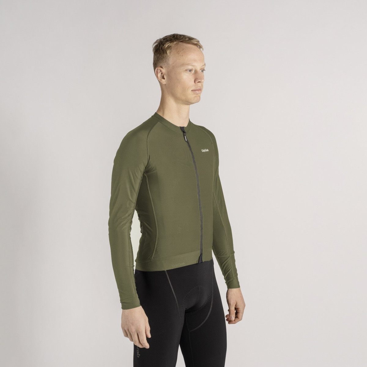 GripGrab PACR LS vyriški marškinėliai | Olive Green