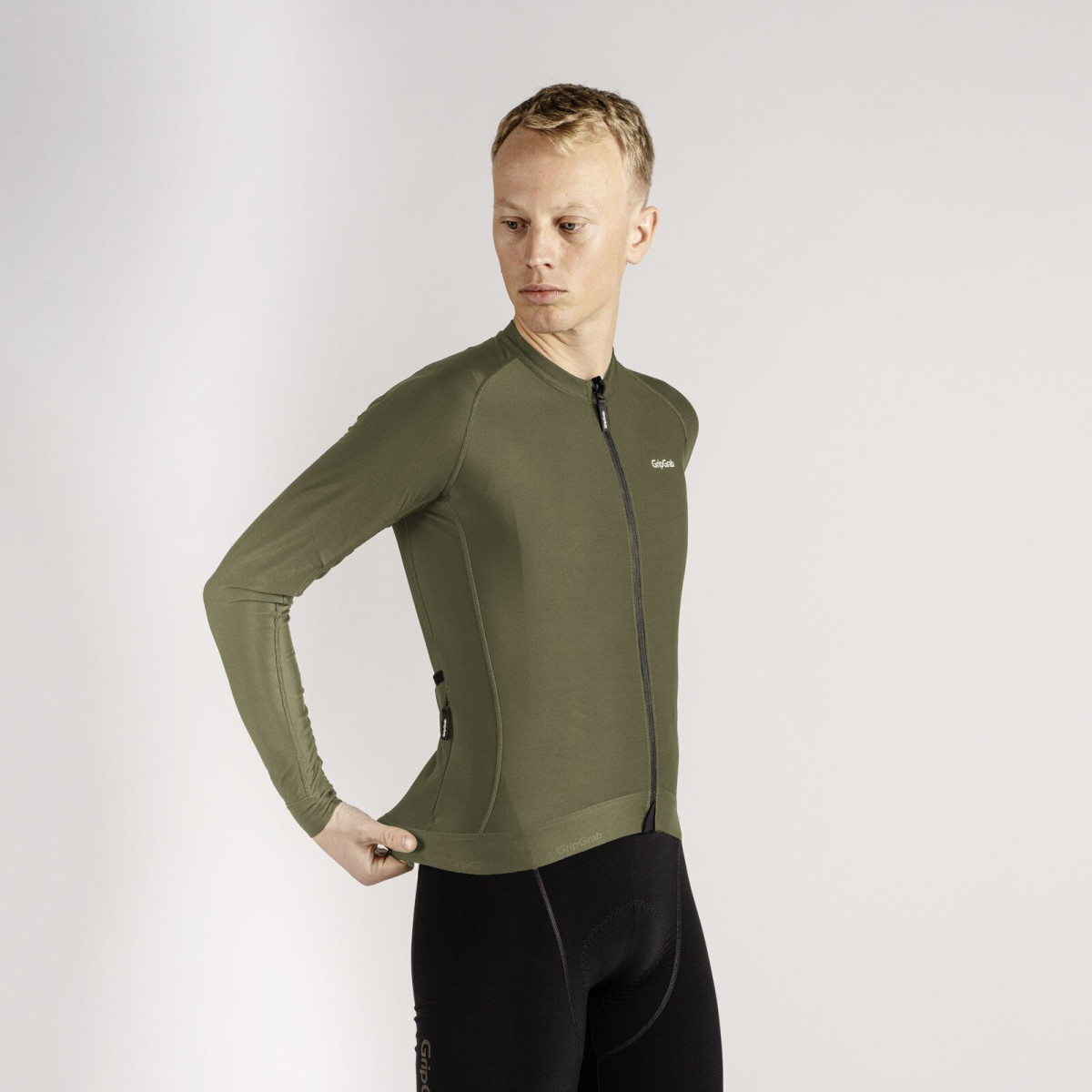 GripGrab PACR LS vyriški marškinėliai | Olive Green
