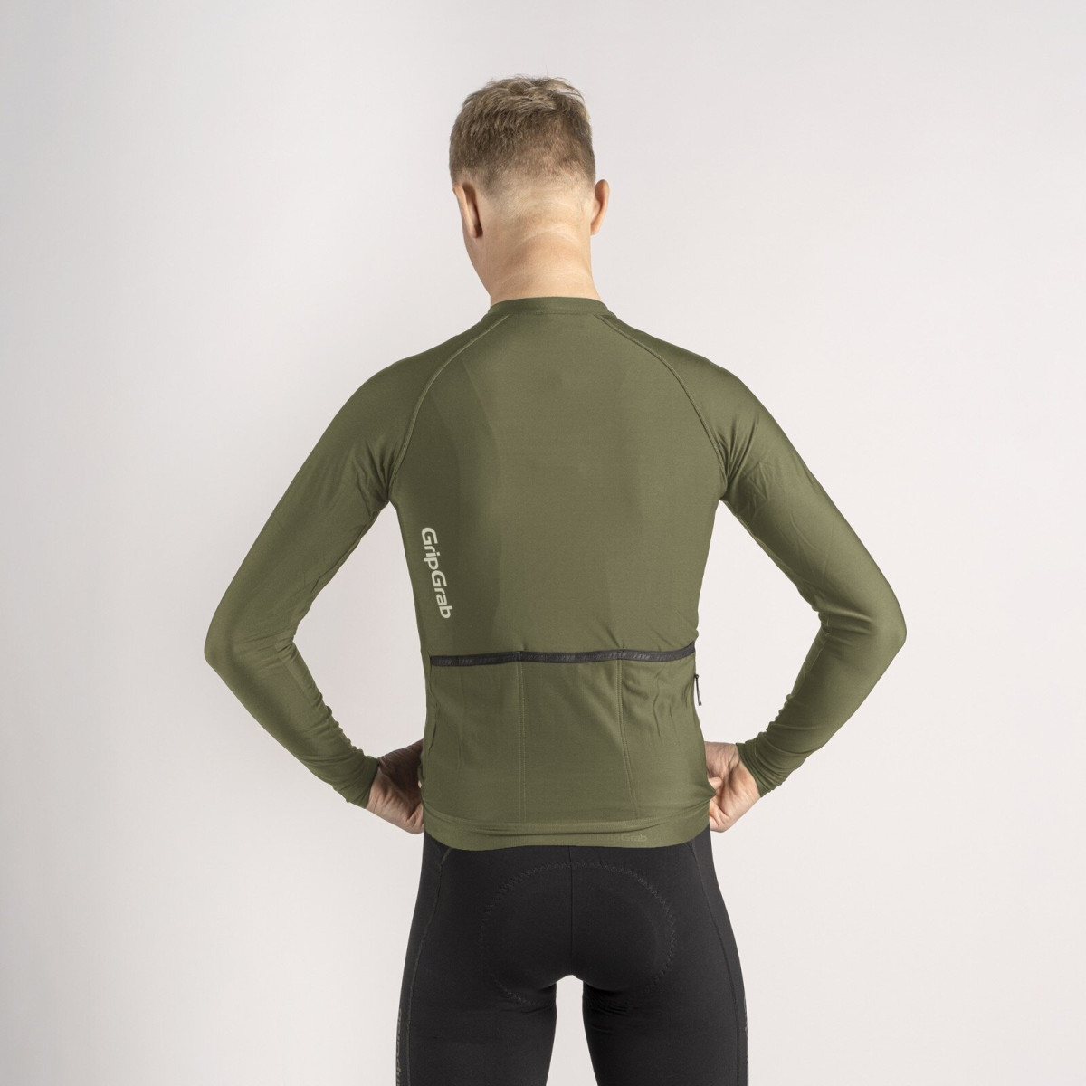 GripGrab PACR LS vyriški marškinėliai | Olive Green