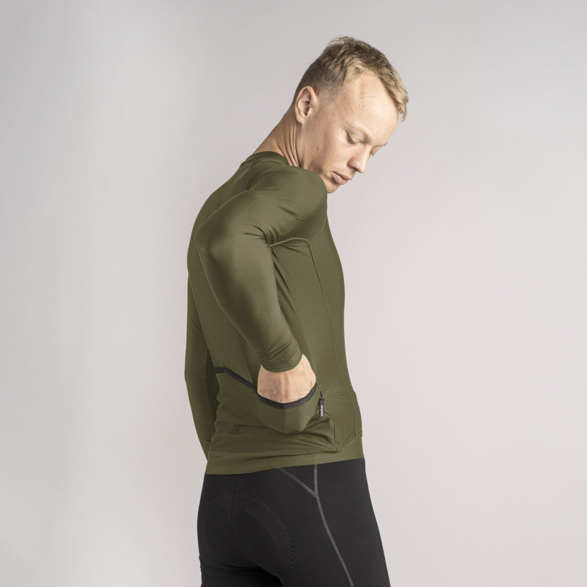 GripGrab PACR LS vyriški marškinėliai | Olive Green