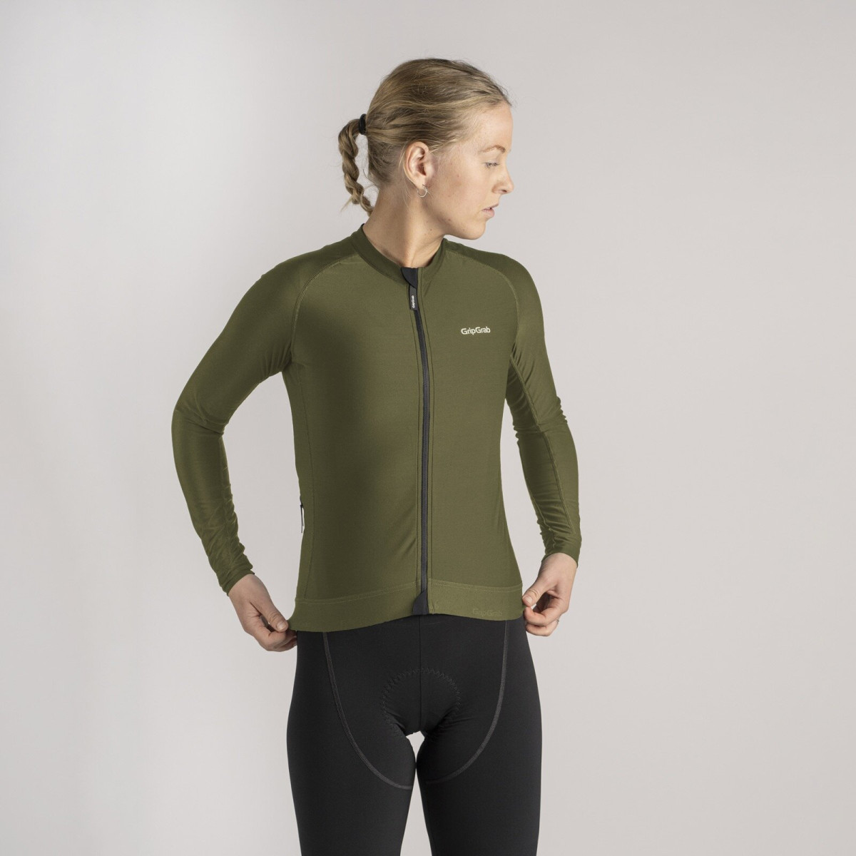 GripGrab PACR LS moteriški marškinėliai | Olive Green