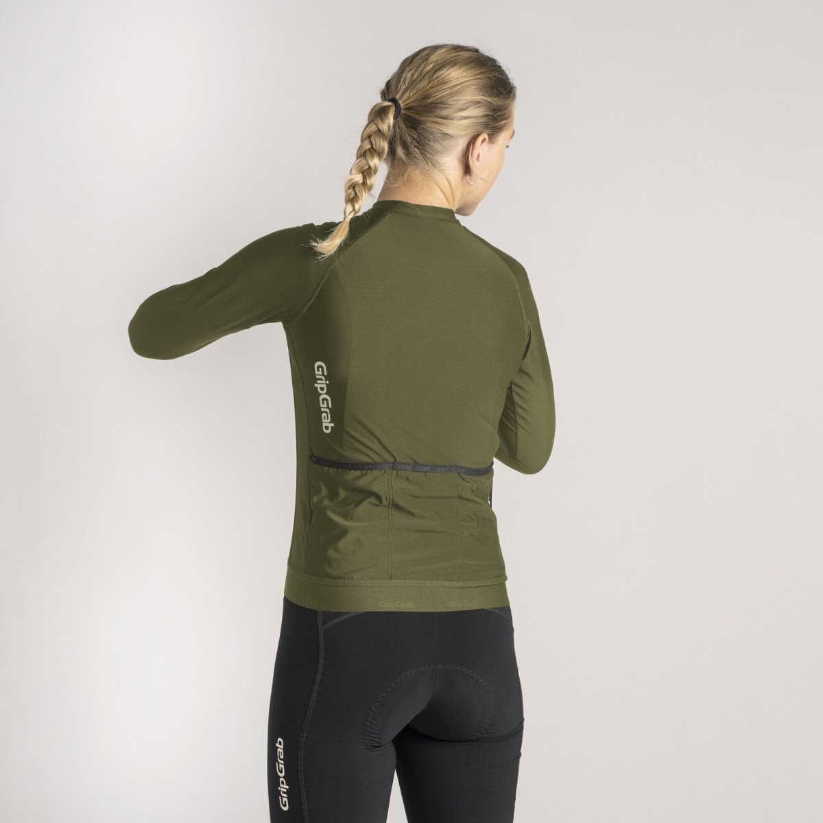 GripGrab PACR LS moteriški marškinėliai | Olive Green