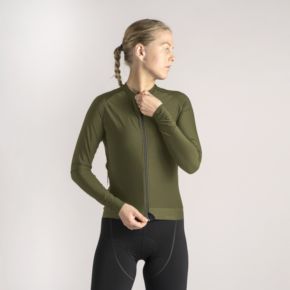 GripGrab PACR LS moteriški marškinėliai | Olive Green
