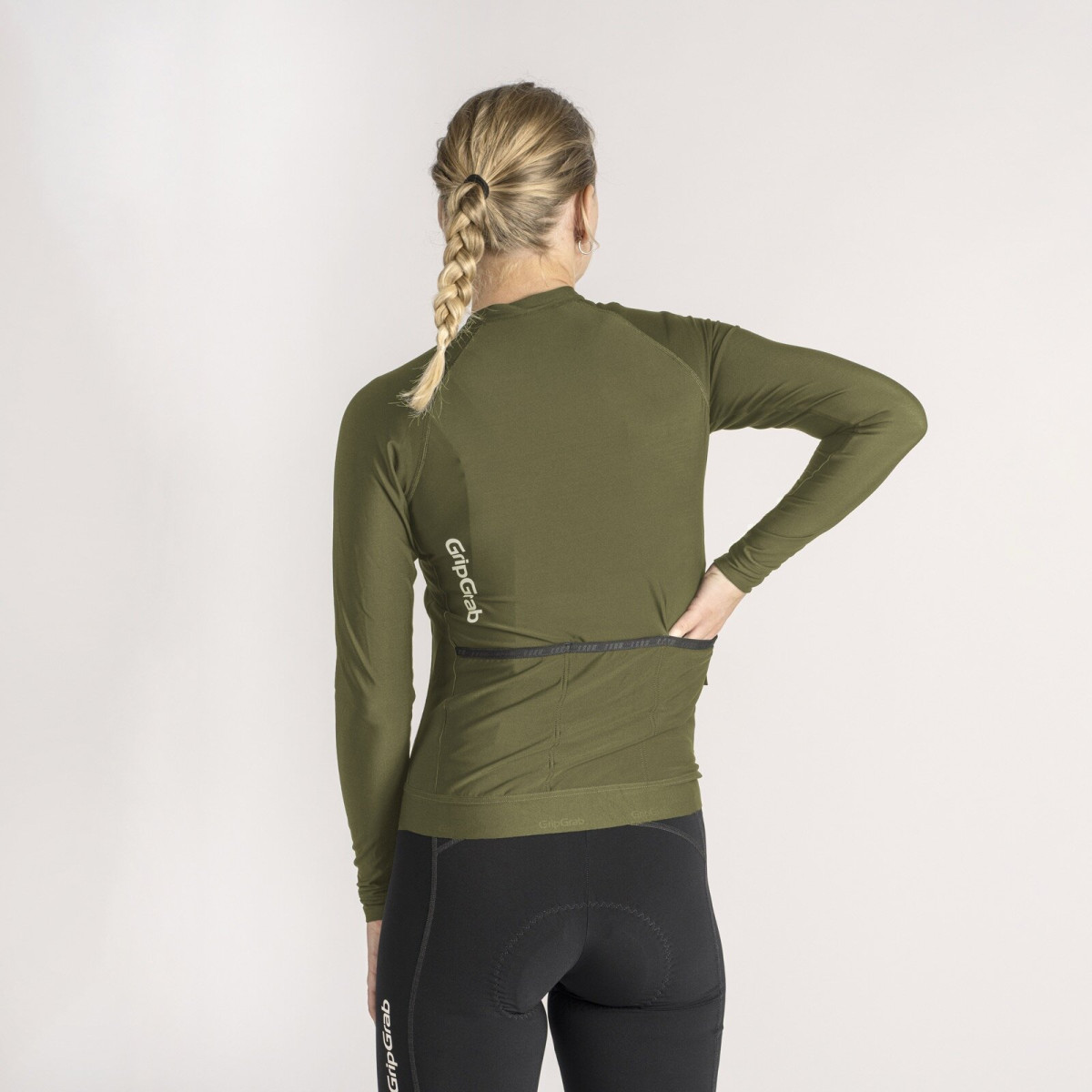 GripGrab PACR LS moteriški marškinėliai | Olive Green