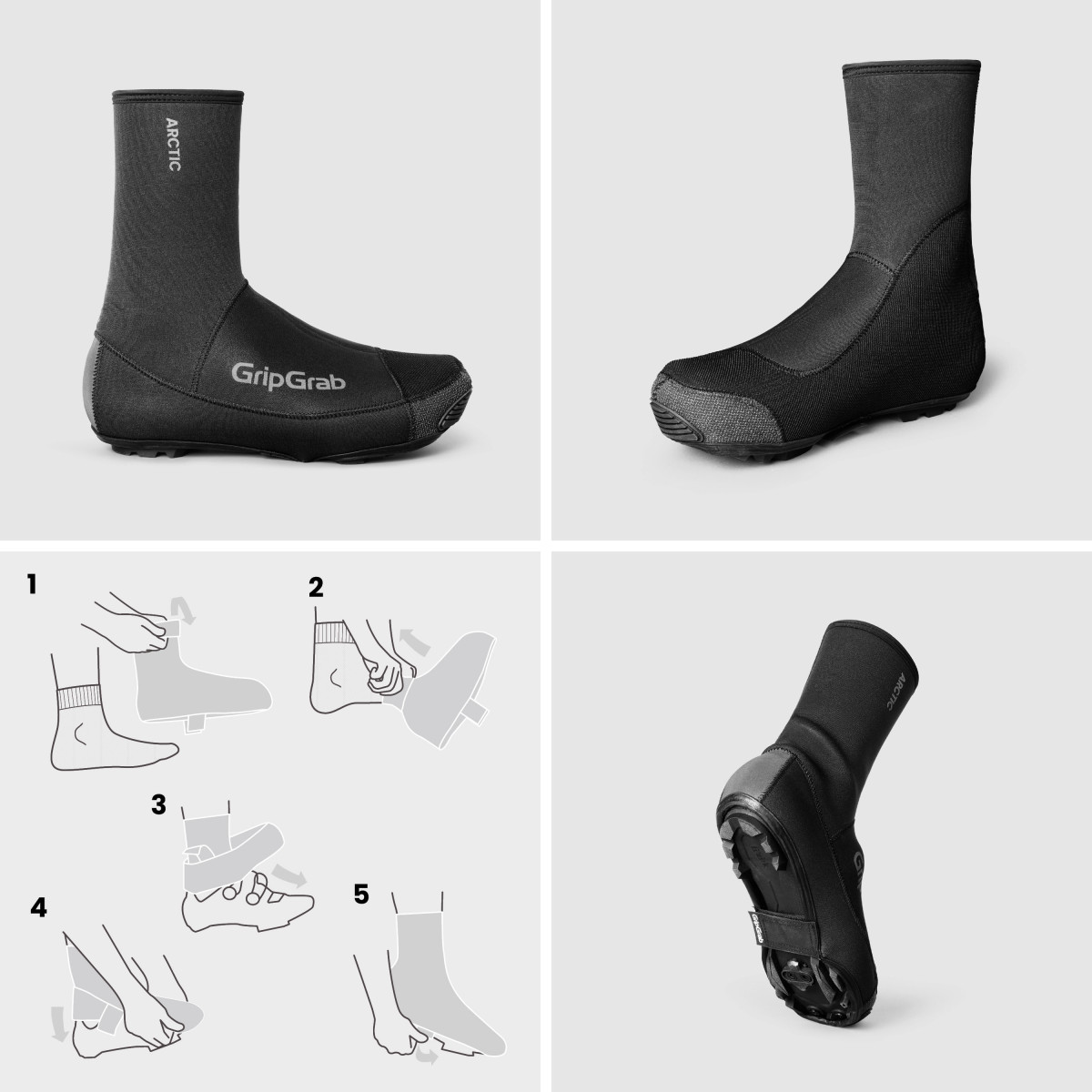 GripGrab Arctic 2 Waterproof Deep Winter Gravel antbačiai | Black