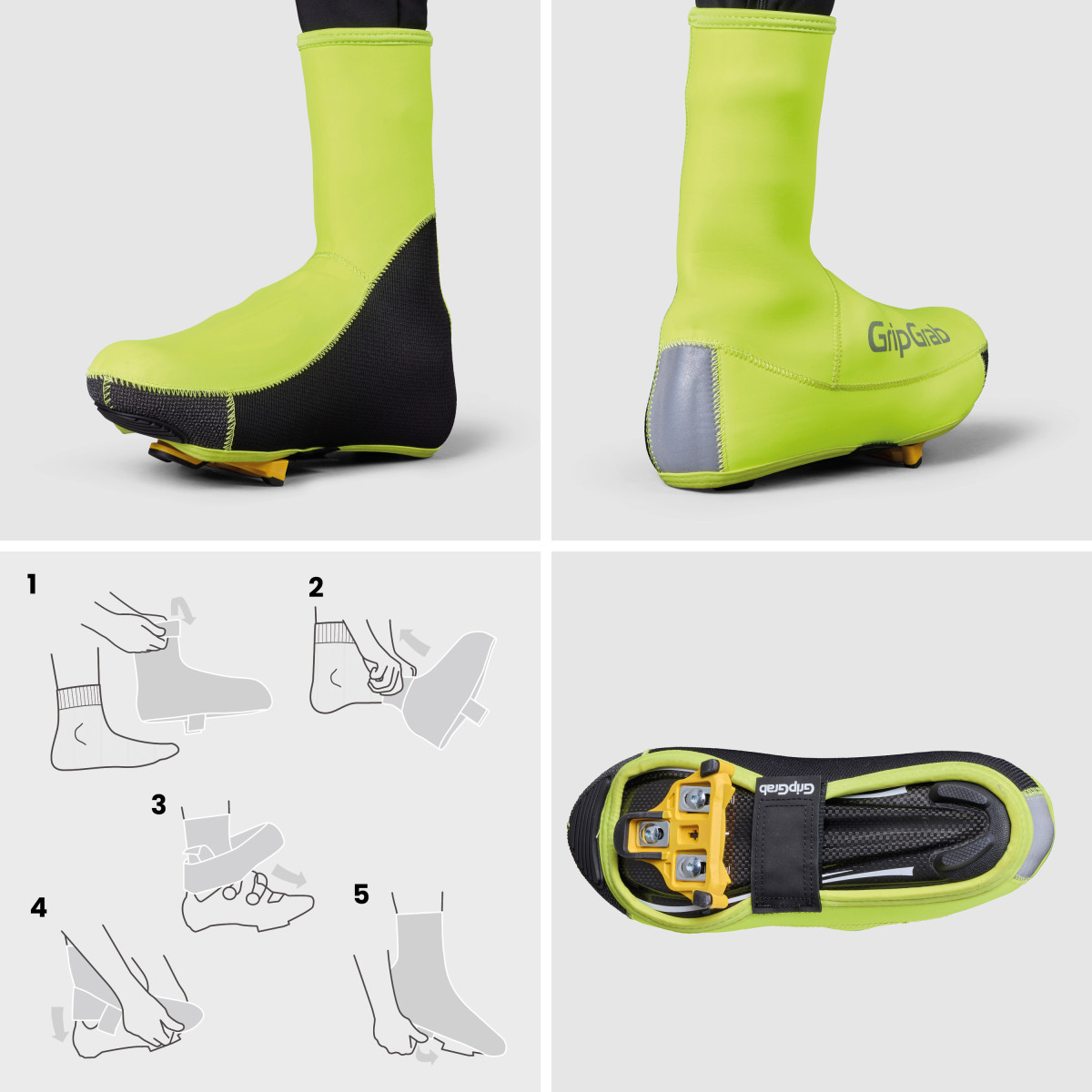 GripGrab PACR Waterproof Winter Road antbačiai | Yellow Hi-Vis