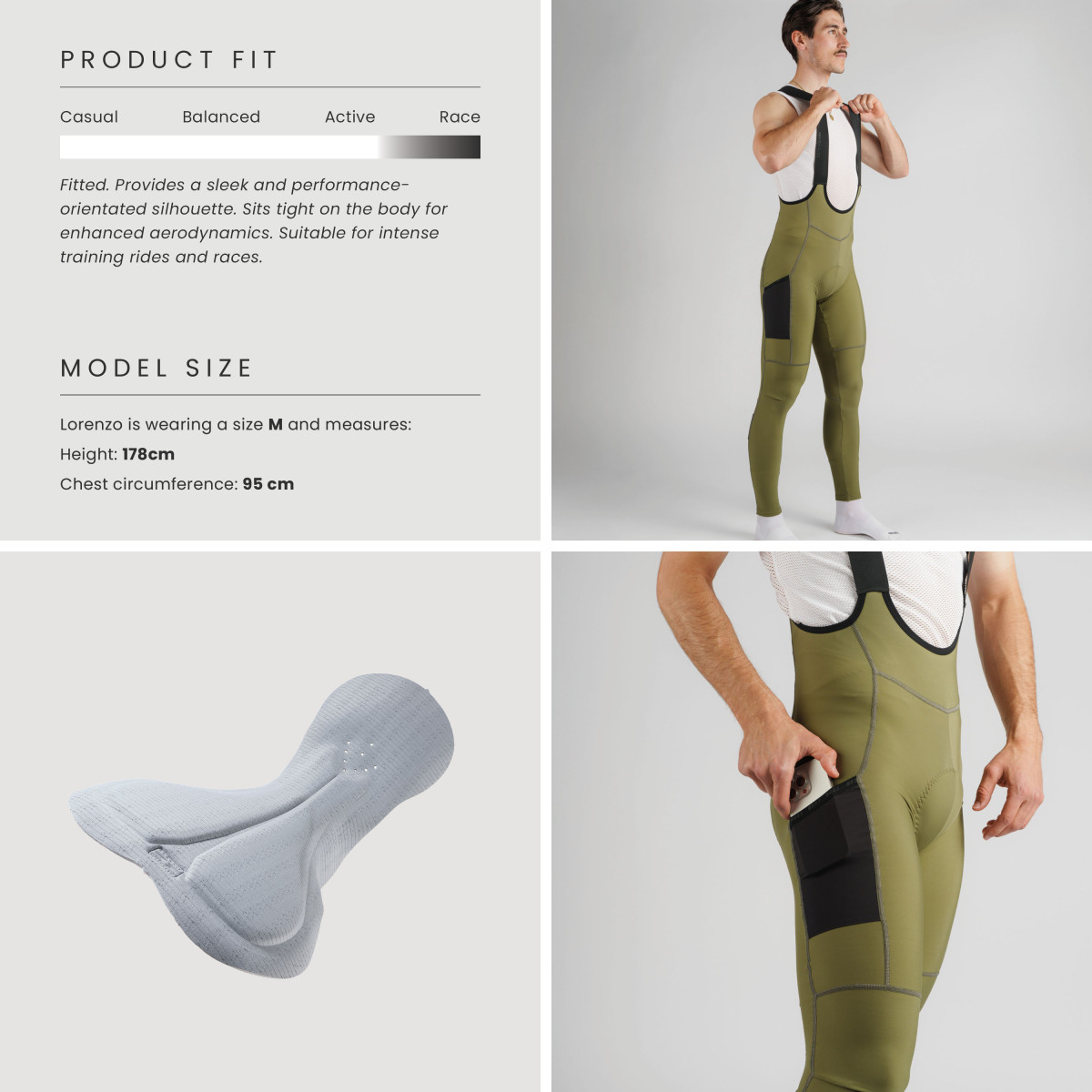 GripGrab PACR Thermal Men's Bib Tights | Olive Green