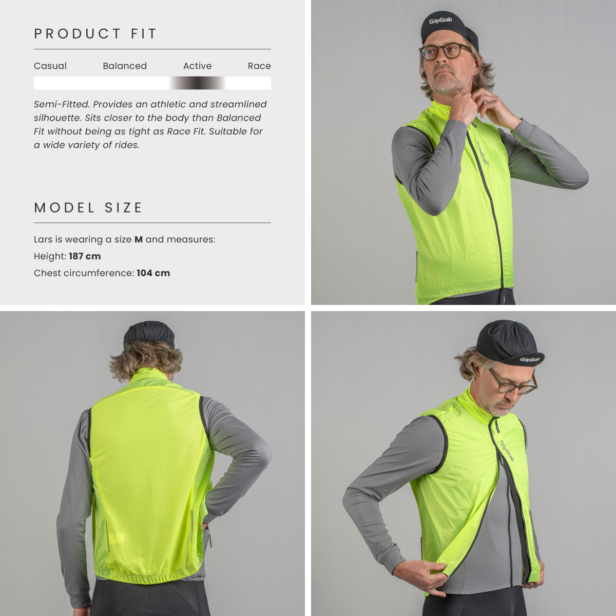 GripGrab RIDE Windproof vyriška liemenė | Yellow Hi-Vis